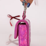 Chanel 24C Iridescent Patent Quilted Carabiner Card Holder