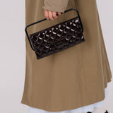 Ultra-Rare Runway Chanel 2014 Chocolate Patent Metal Handle Clutch