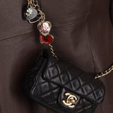 Rare Chanel 2009 Valentine Hearts Quilted Lambskin Extra Mini Flap Bag