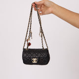 Rare Chanel 2009 Valentine Hearts Quilted Lambskin Extra Mini Flap Bag