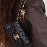 Rare Chanel 2009 Valentine Hearts Quilted Lambskin Extra Mini Flap Bag