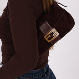 Fendi Chocolate Suede Baguette