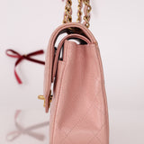 Ultra-Rare Chanel 2003 Caviar Rose Sakura Small Double Flap 24K GP