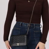 Chanel 2019 Black Caviar & Sheepskin Mademoiselle Wallet on Chain