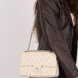 Chanel 2014 Iridescent Ivory Caviar Small Classic Double Flap