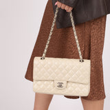 Chanel 2014 Iridescent Ivory Caviar Small Classic Double Flap