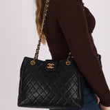 Chanel 1986 Lambskin Turnlock Chain Tote 24K GP