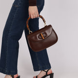 Gucci Boxcalf Chocolate Bamboo Top Handle