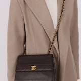 Chanel 1989 Lambskin Chocolate Trapezoid Flap Bag