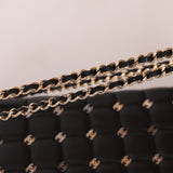 Chanel 2015 Lambskin Chocolate Bar Piercing CC Studded Mini Full Flap