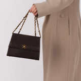 Chanel 1989 Lambskin Chocolate Trapezoid Flap Bag