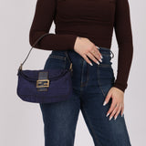 Fendi Blue Zucchino Baguette Shoulder Bag