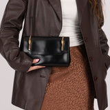 Gucci Chain Embellished Box Leather Clutch with Cardholder