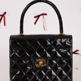 Vintage Chanel 24K GP Patent Kelly Top Handle