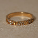 Cartier 18K Yellow Gold Pavé Diamond Mini Love Ring, Size US 4