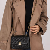 Rare Chanel 2015 Two Tone Crumple Caviar Mini Flap Bag