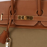 Limited Edition Hermès 1998 Vache Naturelle and Khaki Toile Birkin 35 GHW
