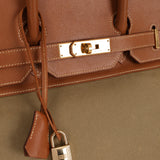 Limited Edition Hermès 1998 Vache Naturelle and Khaki Toile Birkin 35 GHW
