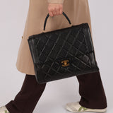 Chanel 1994 Lambskin Turnlock Top Handle Kelly