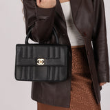 Chanel 1995 Caviar Mademoiselle Small Kelly Top Handle 24k GP