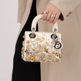 Limited Edition Dior Satin Beaded Pearl Mini Lady