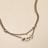 Dior Crystal Logo Dual Chain Necklace