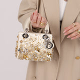 Limited Edition Dior Satin Beaded Pearl Mini Lady