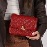 Chanel 2015 Red Caviar Mini Paris Flap