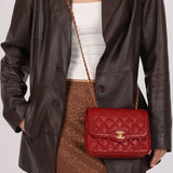 Chanel 2015 Red Caviar Mini Paris Flap