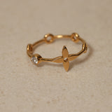 Louis Vuitton 18K Yellow Gold and Diamond Bergkin Ring Set with Monogram Travel Case, Size US 6.5