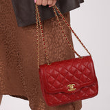 Chanel 2015 Red Caviar Mini Paris Flap