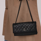 Chanel 2015 So Black Grograin Border Flap Bag