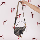 Dior Oblique Mini Saddle w/ Embellished Strap