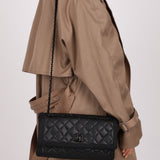 Chanel 2015 So Black Grograin Border Flap Bag