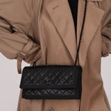 Chanel 2015 So Black Grograin Border Flap Bag