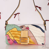 Limited Edition Fendi 1997 Pop-Art Beaded Sequin Snakeskin Baguette