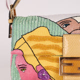 Limited Edition Fendi 1997 Pop-Art Beaded Sequin Snakeskin Baguette