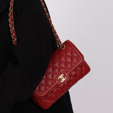 Chanel 2015 Red Caviar Paris Single Flap