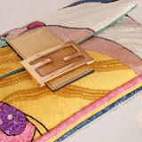 Limited Edition Fendi 1997 Pop-Art Beaded Sequin Snakeskin Baguette