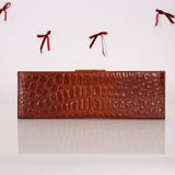 Saint Laurent Croc Embossed Midnight East West Clutch