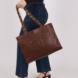 Chanel 1991 Calfskin Chocolate Chunky Chain Tote