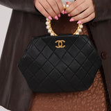 Chanel 2021 Lambskin Pearl Crown Clutch