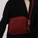 Loewe Suede Wine Red Anagram Crossbody