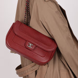 Chanel 2015 Wine Diamond Quilted Caviar Turnlock Rectangle Flap