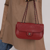 Chanel 2015 Wine Diamond Quilted Caviar Turnlock Rectangle Flap