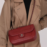 Chanel 2015 Wine Diamond Quilted Caviar Turnlock Rectangle Flap