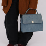 Rare Chanel 1997 Denim Kelly Top Handle