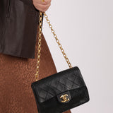 Rare Chanel 1990 Lambskin Bijoux Mini Square Flap 24k GP