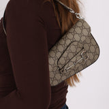 Gucci x Billie Eilish 1955 Coated Canvas Asymmetrical Horsebit Mini Shoulder Bag on Chain