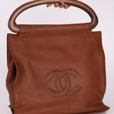 Rare Chanel Calfskin Wood Handle Tote Bag